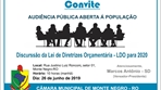 Convite á população de Monte Negro para participar de Audiência Pública sobre LDO 2020